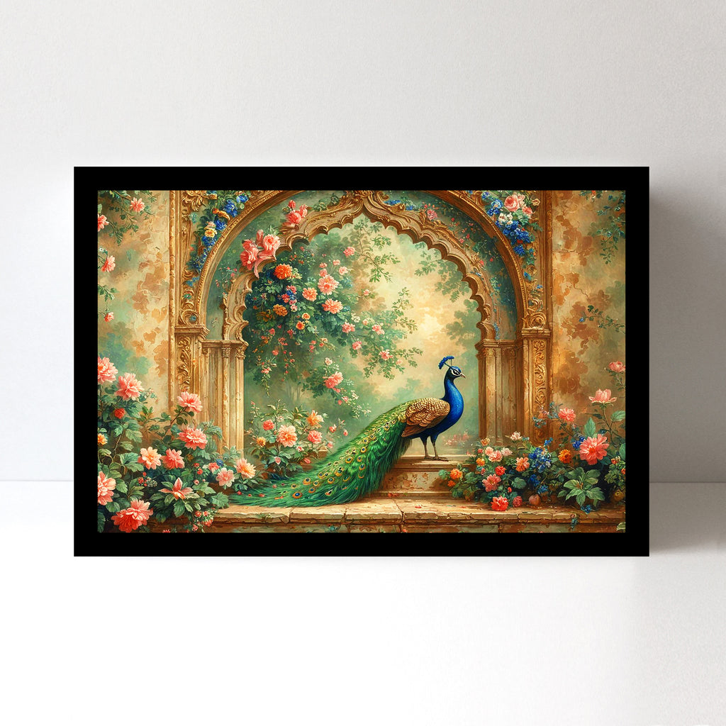 Majestic Peacock Splendor: Vastu-Approved Luxury Wall Art, 18x24 inch Framed GSM Paper or 20x30 inch Canvas