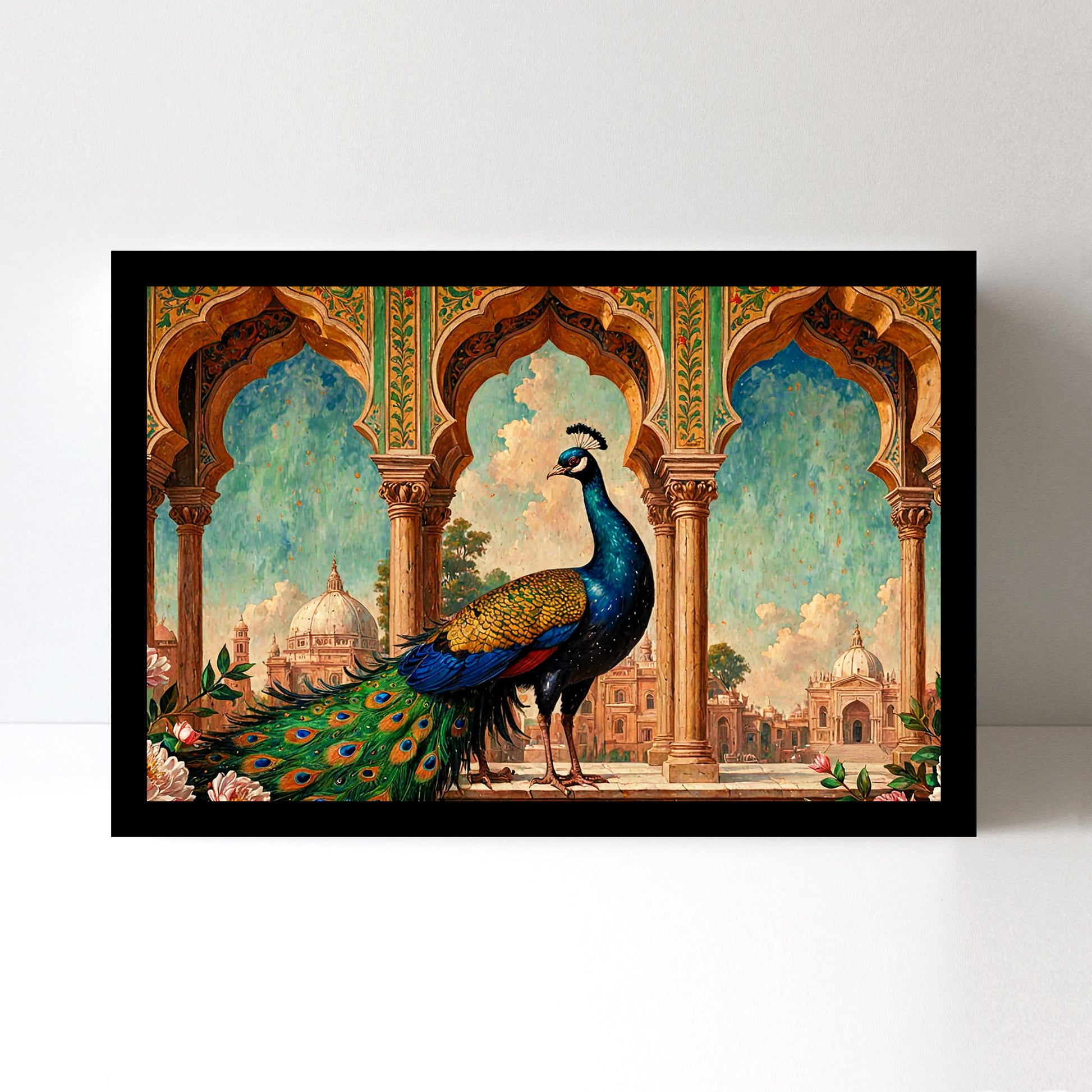 Majestic Peacock Splendor: Vastu-Approved Luxury Wall Art, 18x24 inch Framed GSM Paper or 20x30 inch Canvas