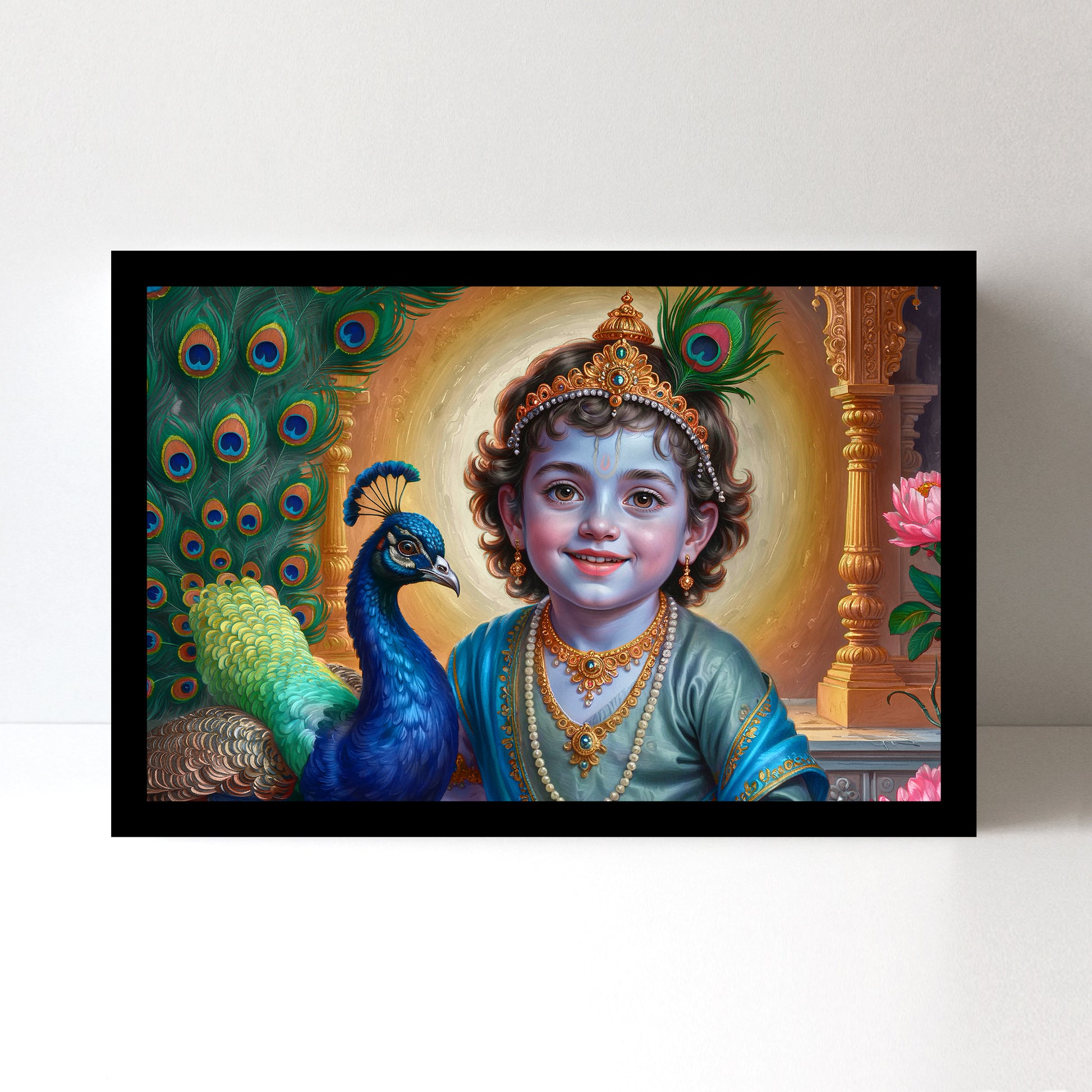 Krishna Wall Art - 18x24 Inch Framed GSM Paper or 20x30 Inch Canvas