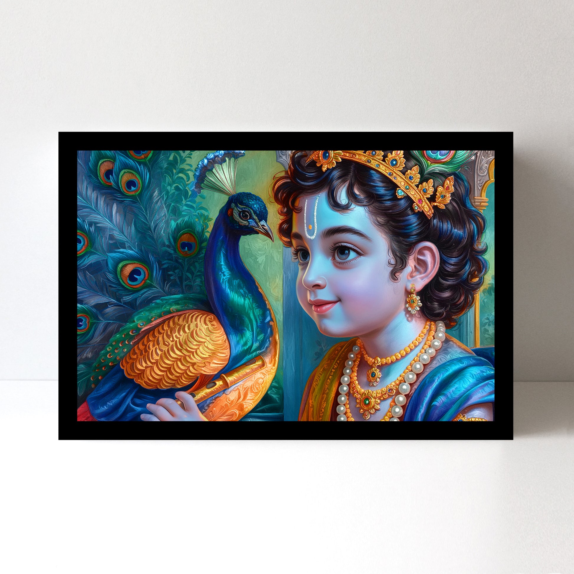Krishna Wall Art - 18x24 Inch Framed GSM Paper or 20x30 Inch Canvas
