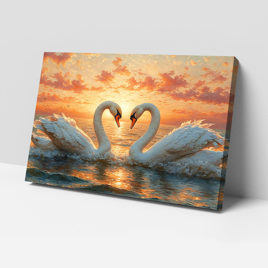 Luxariya Swan Canvas Print 20x30", Black/White Framed, 12x18"-24x36" Elegant Wall Art
