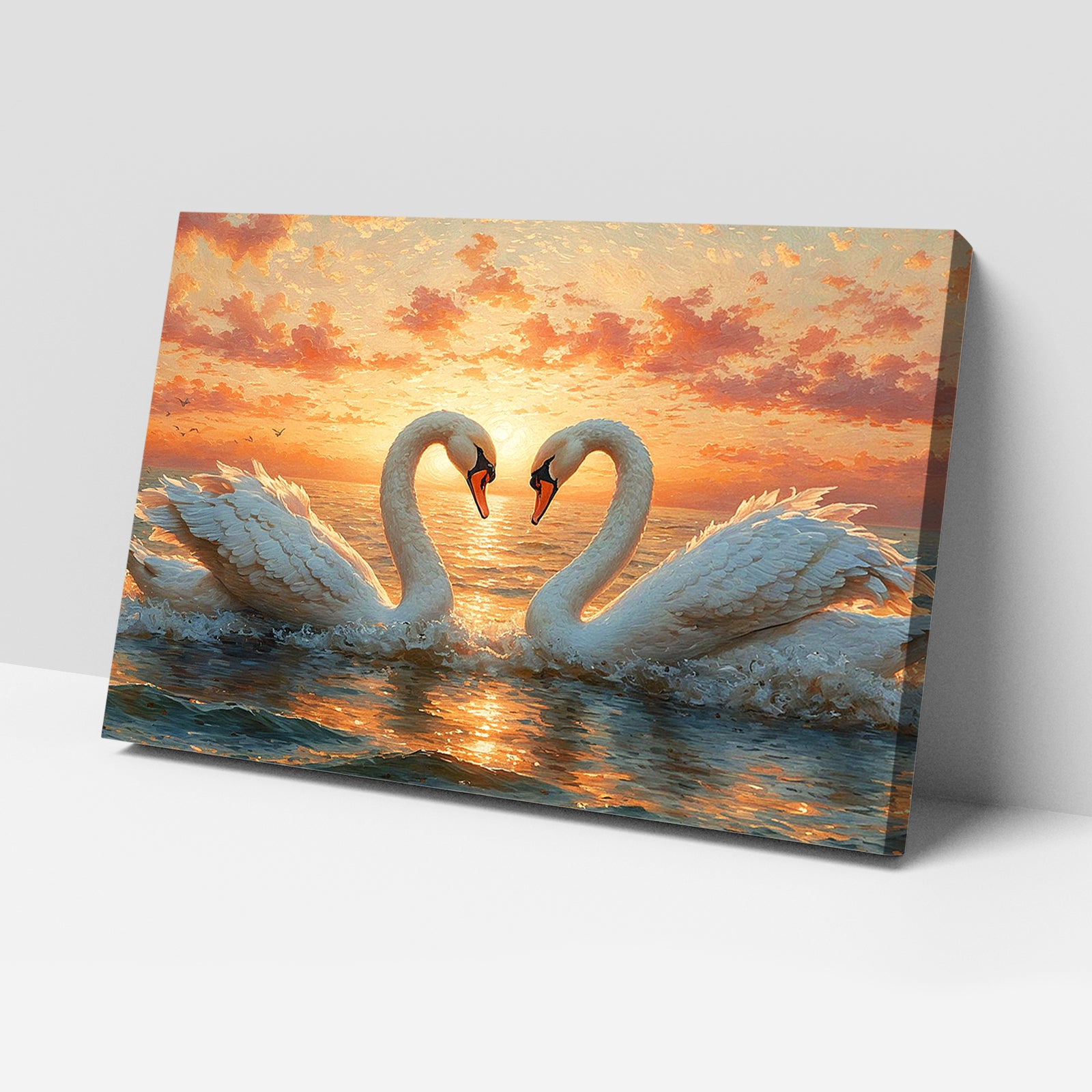 Luxariya Swan Canvas Print 20x30", Black/White Framed, 12x18"-24x36" Elegant Wall Art