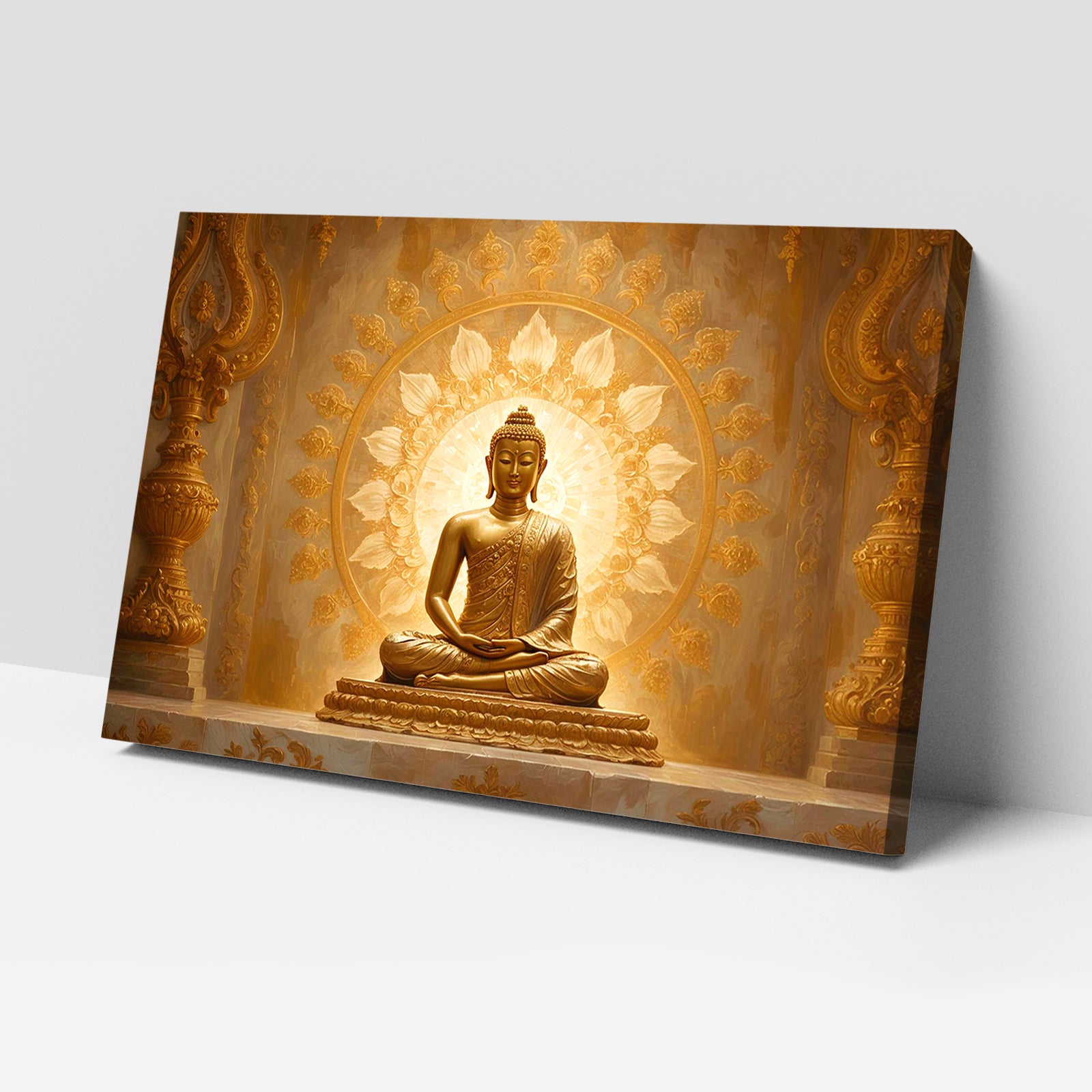 Luxariya Buddha Canvas Print 20x30", Black/White Framed 12x18"-24x36" Spiritual Wall Art