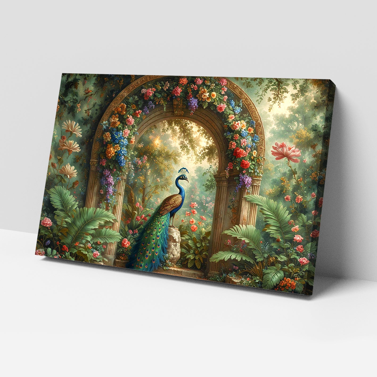 Majestic Peacock Splendor: Vastu-Approved Luxury Wall Art, 18x24 inch Framed GSM Paper or 20x30 inch Canvas