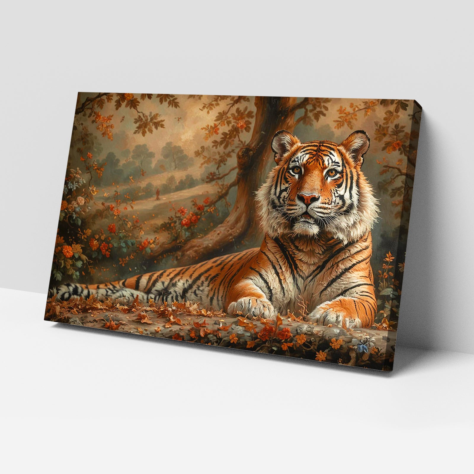 Luxariya Tiger Canvas Print 20x30", Black/White Framed, 12x18"-24x36" Bold Wall Art