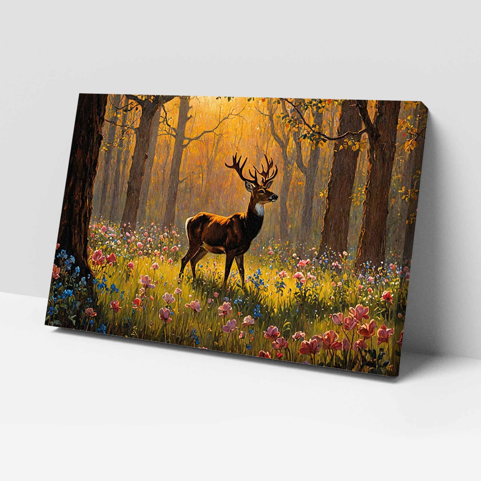 Luxariya Deer Canvas Print 20x30", Black/White Framed, 12x18"-24x36" Serene Wall Art