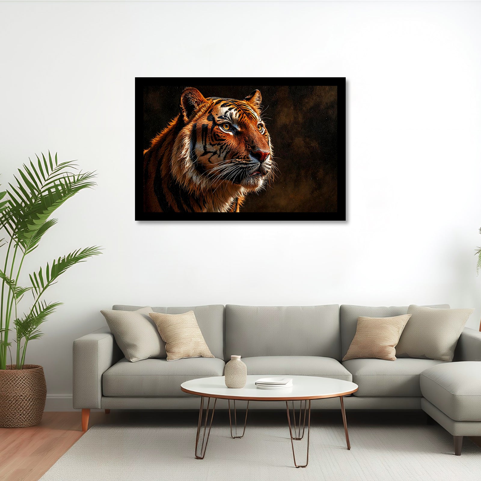 Luxariya Tiger Canvas Print 20x30", Black/White Framed, 12x18"-24x36" Bold Wall Art