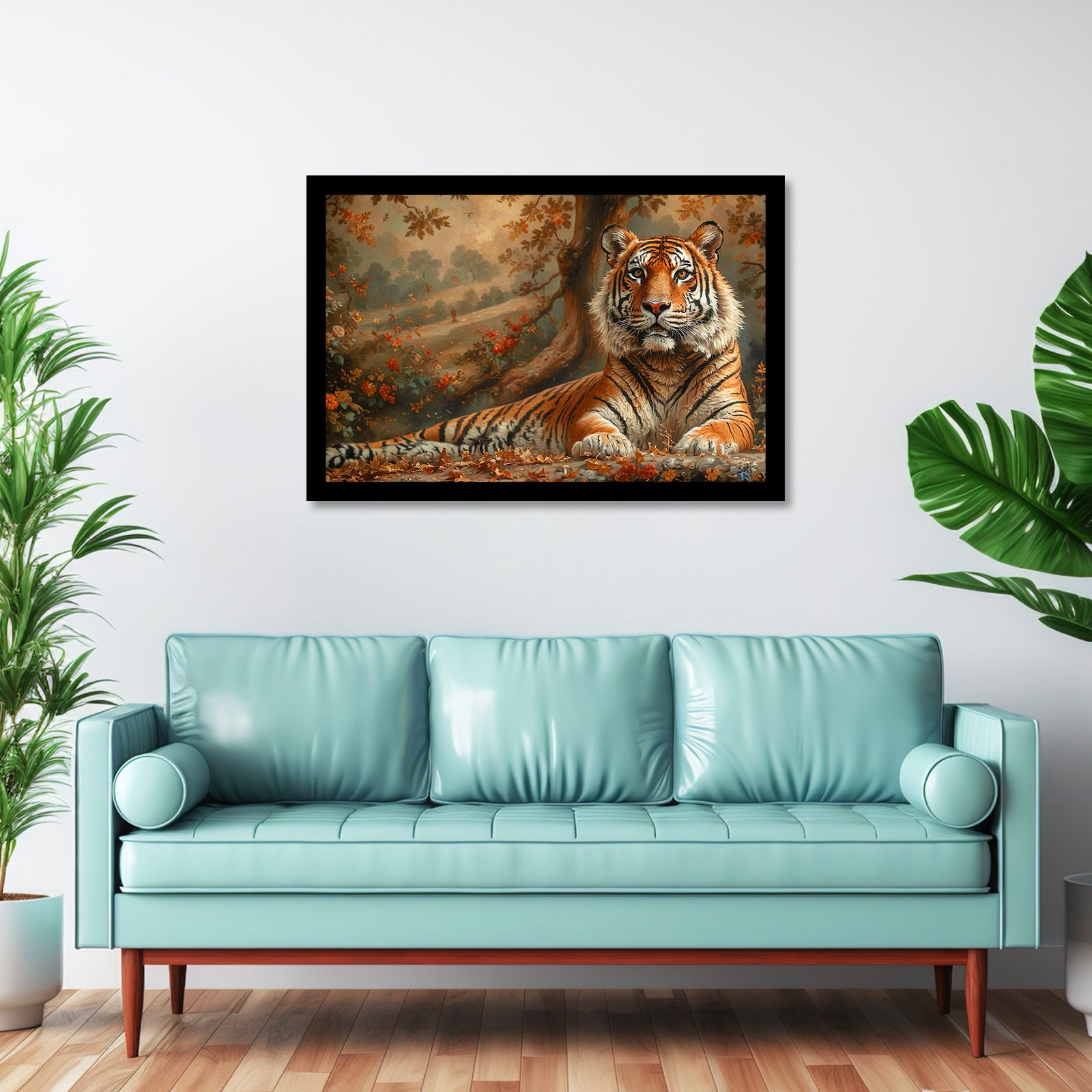 Luxariya Tiger Canvas Print 20x30", Black/White Framed, 12x18"-24x36" Bold Wall Art