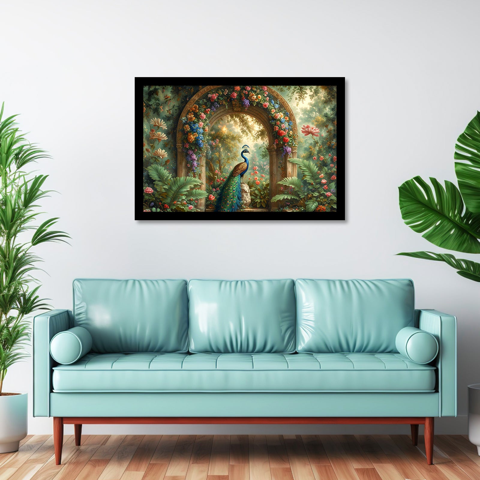 Majestic Peacock Splendor: Vastu-Approved Luxury Wall Art, 18x24 inch Framed GSM Paper or 20x30 inch Canvas