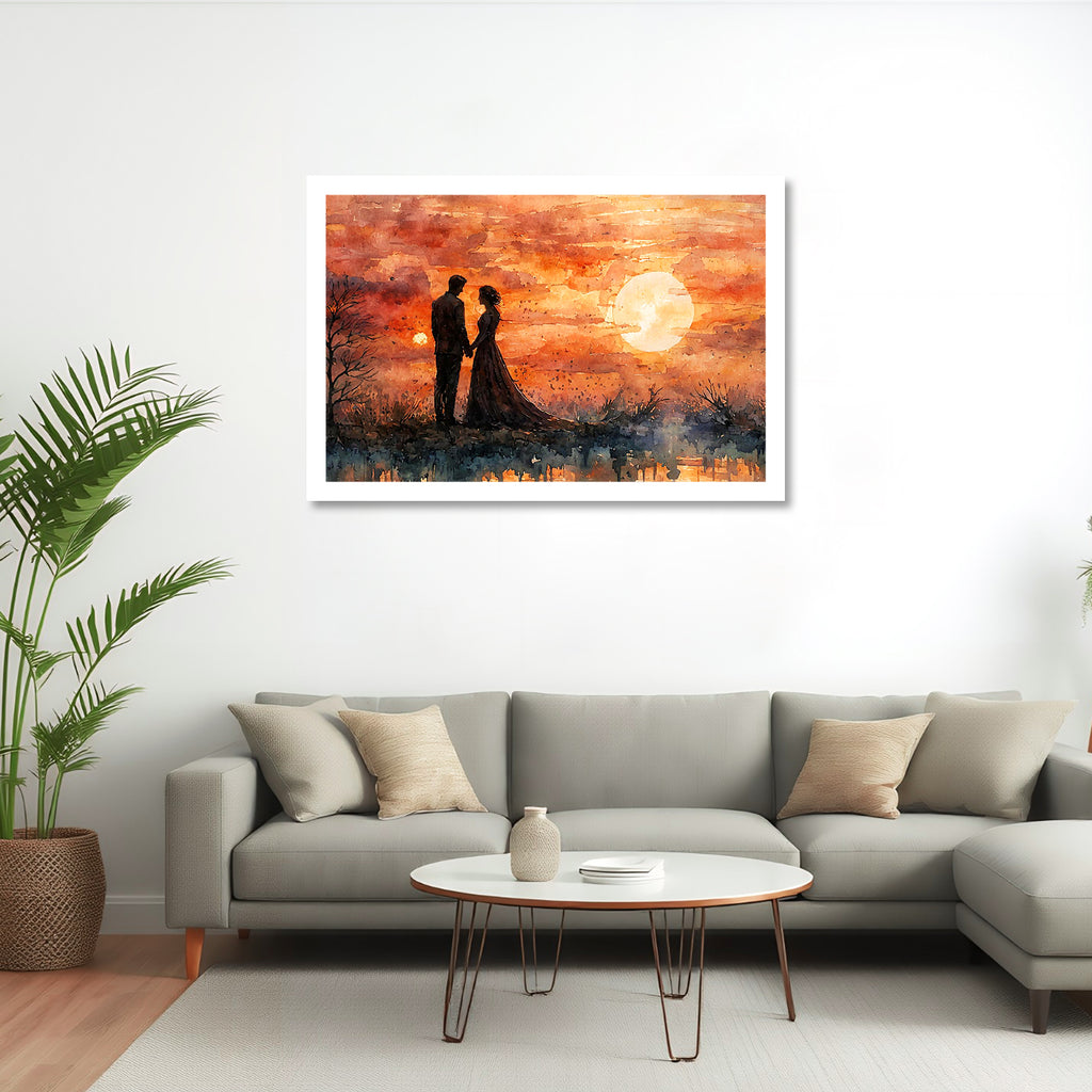 Divine Couple Harmony: Vastu-Approved Luxury Wall Art, 18x24 inch Framed GSM Paper or 20x30 inch Canvas