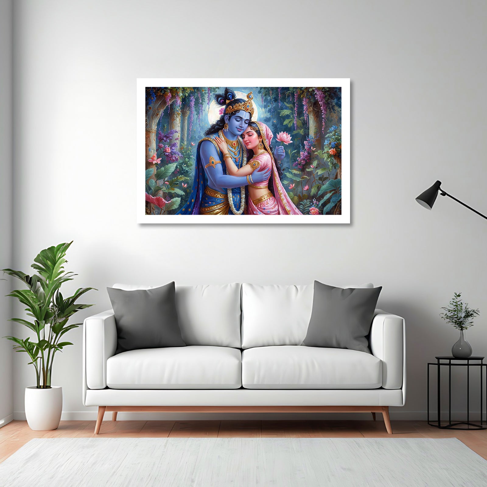 Radha Krishna Luxury Wall Art - 18x24 Inch Framed GSM Paper or 20x30 Inch Canvas