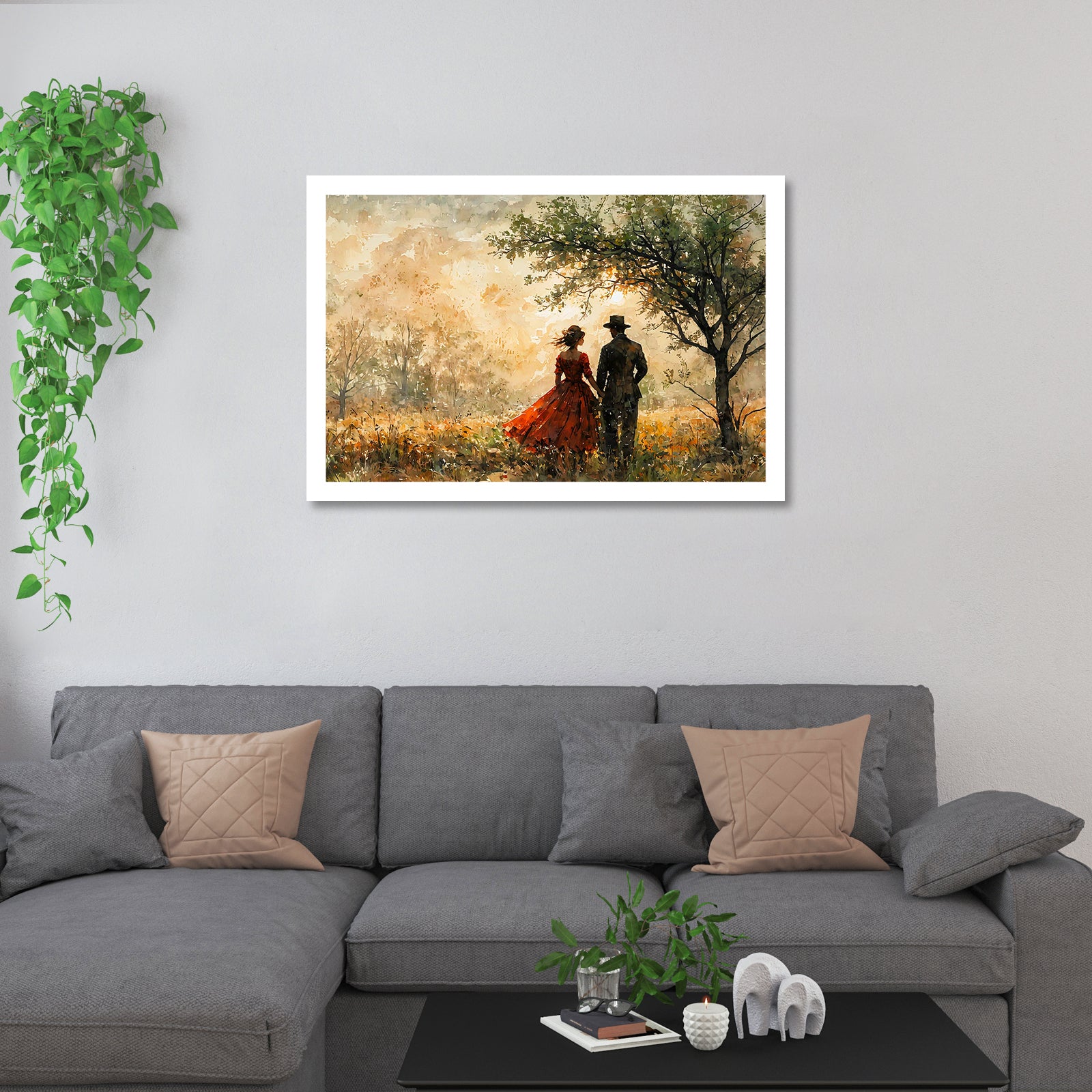 Divine Couple Harmony: Vastu-Approved Luxury Wall Art, 18x24 inch Framed GSM Paper or 20x30 inch Canvas