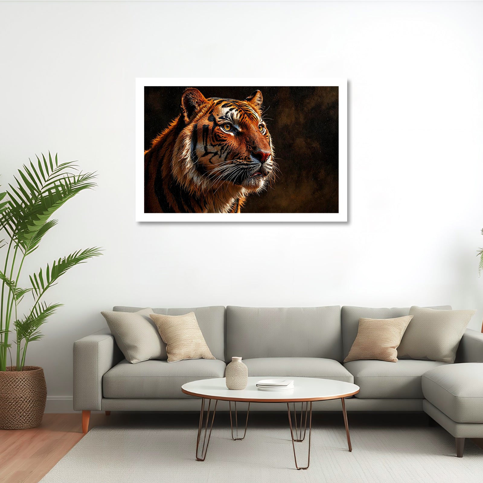 Luxariya Tiger Canvas Print 20x30", Black/White Framed, 12x18"-24x36" Bold Wall Art
