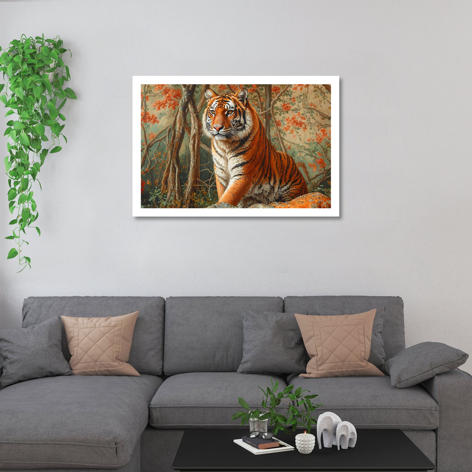 Luxariya Tiger Canvas Print 20x30", Black/White Framed, 12x18"-24x36" Bold Wall Art