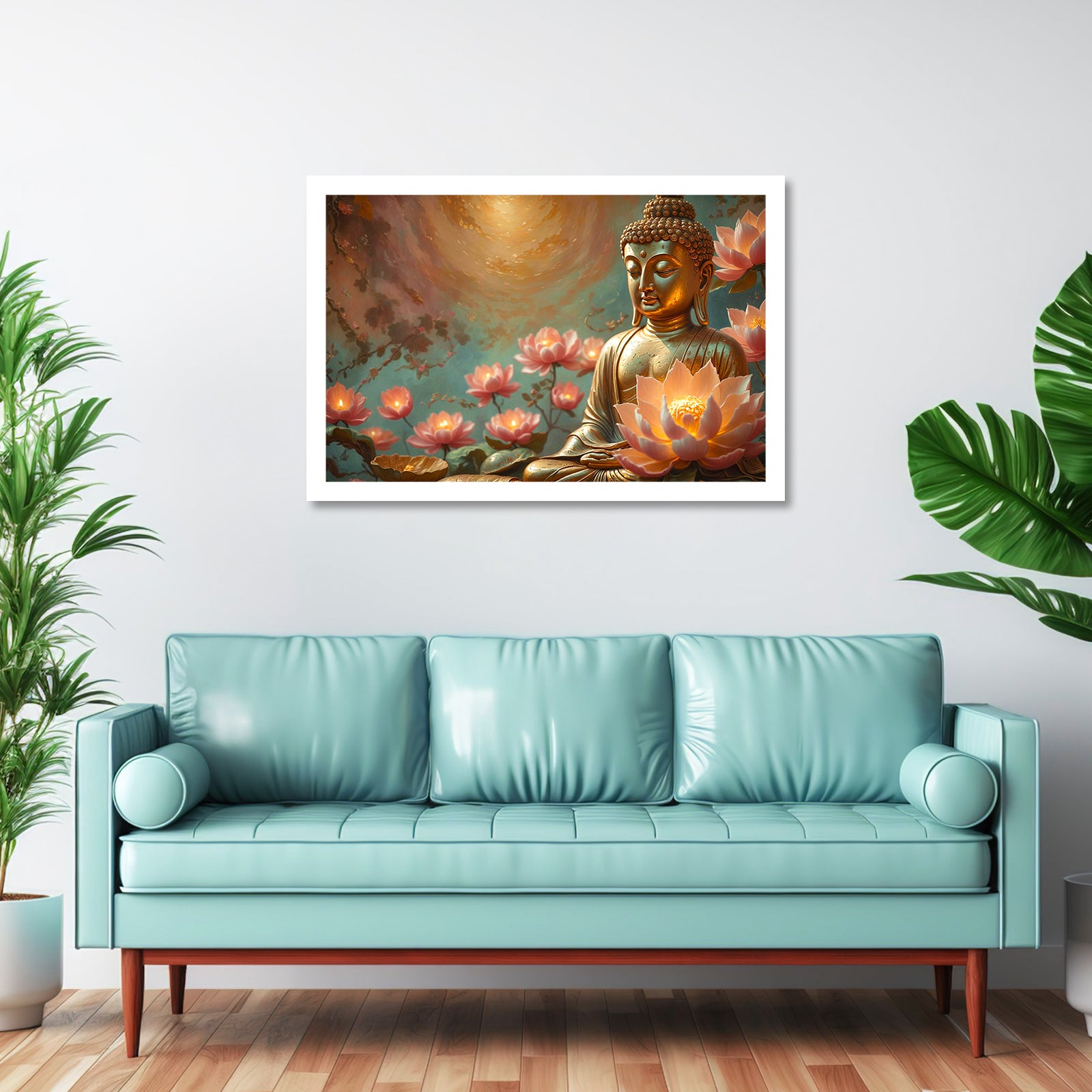 Luxariya Buddha Canvas Print 20x30", Black/White Framed 12x18"-24x36" Spiritual Wall Art