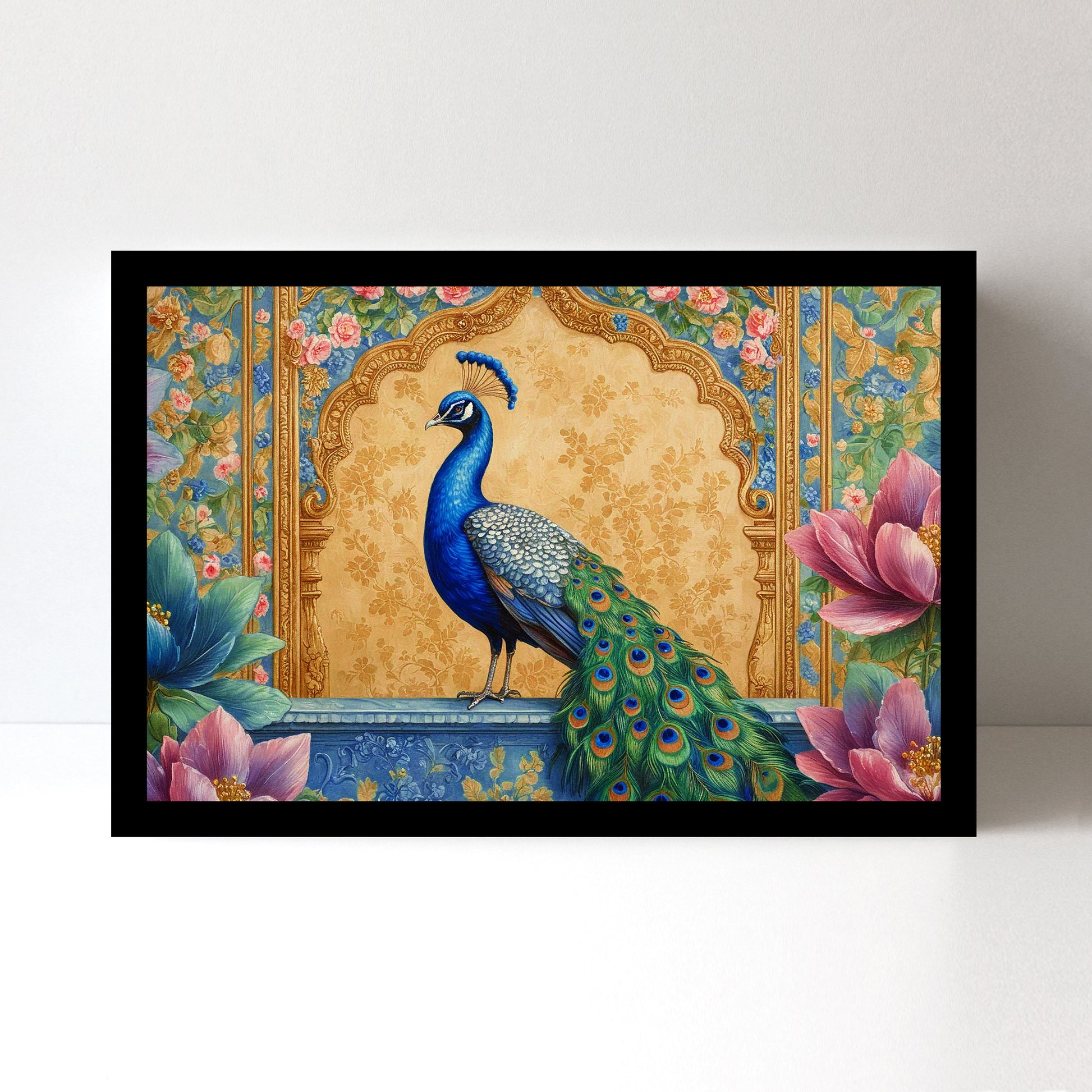 Majestic Peacock Splendor: Vastu-Approved Luxury Wall Art, 18x24 inch Framed GSM Paper or 20x30 inch Canvas