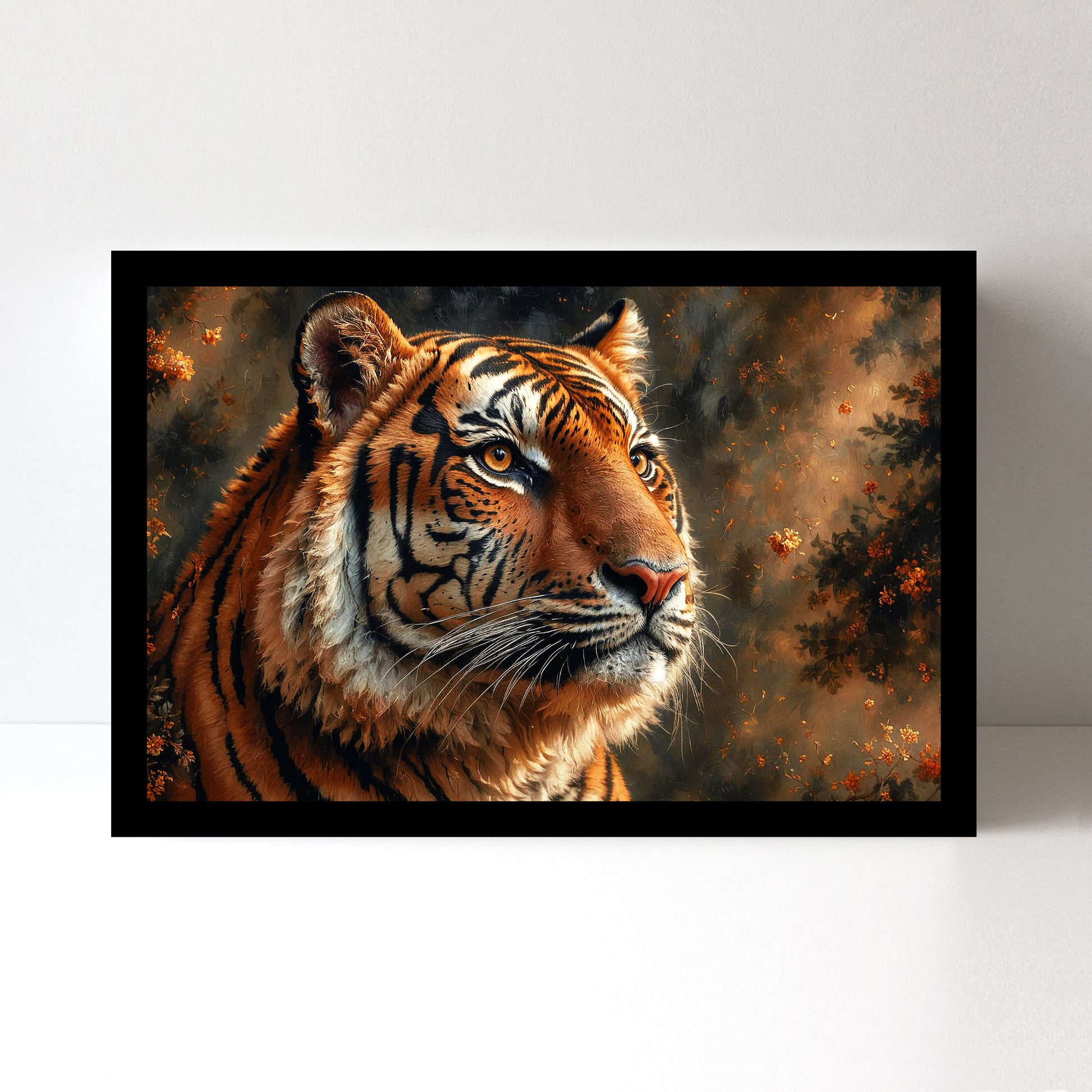 Luxariya Tiger Canvas Print 20x30", Black/White Framed, 12x18"-24x36" Bold Wall Art