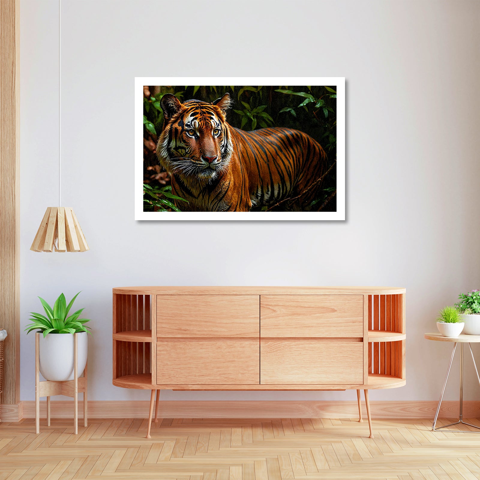 Luxariya Tiger Canvas Print 20x30", Black/White Framed, 12x18"-24x36" Bold Wall Art