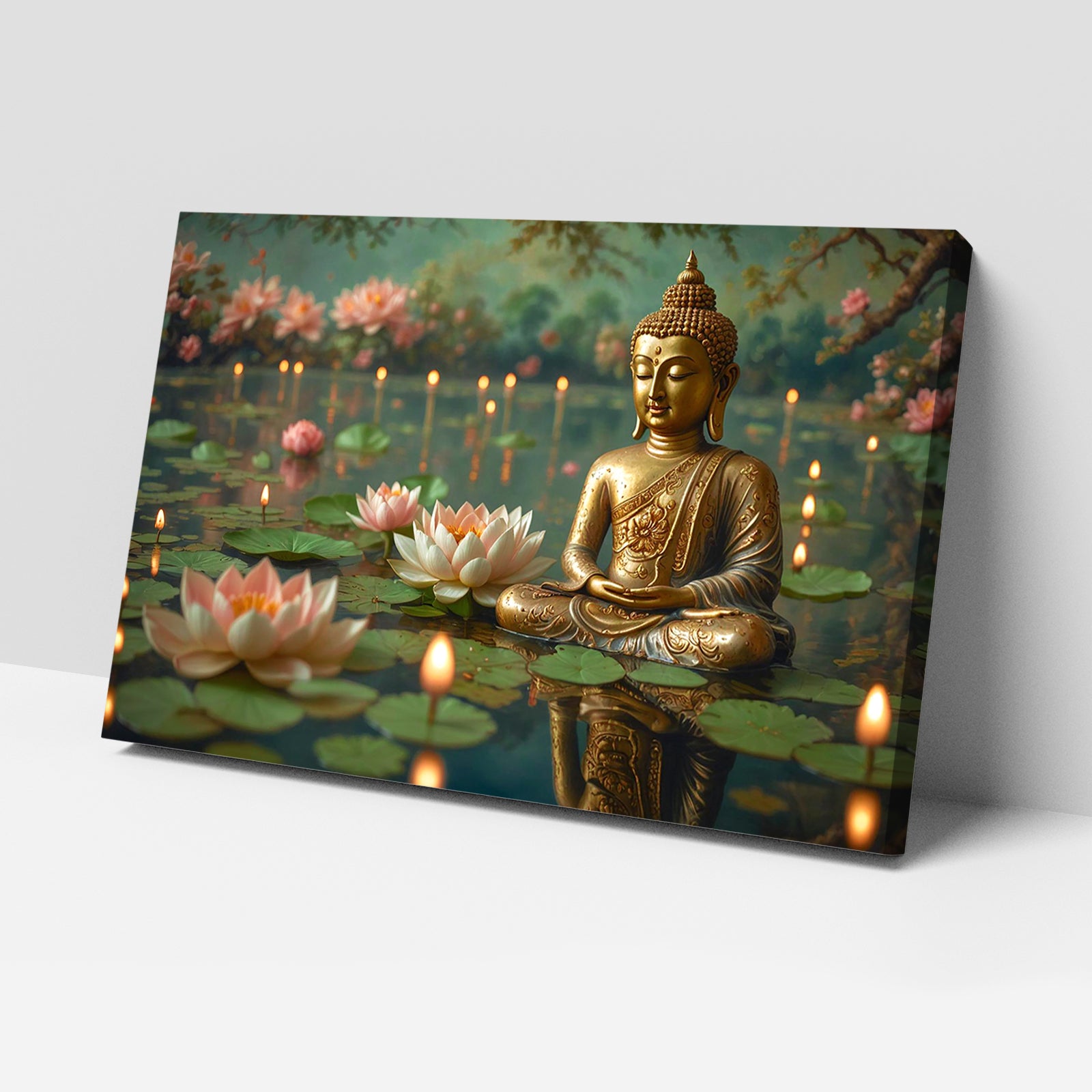 Luxariya Buddha Canvas Print 20x30", Black/White Framed 12x18"-24x36" Spiritual Wall Art