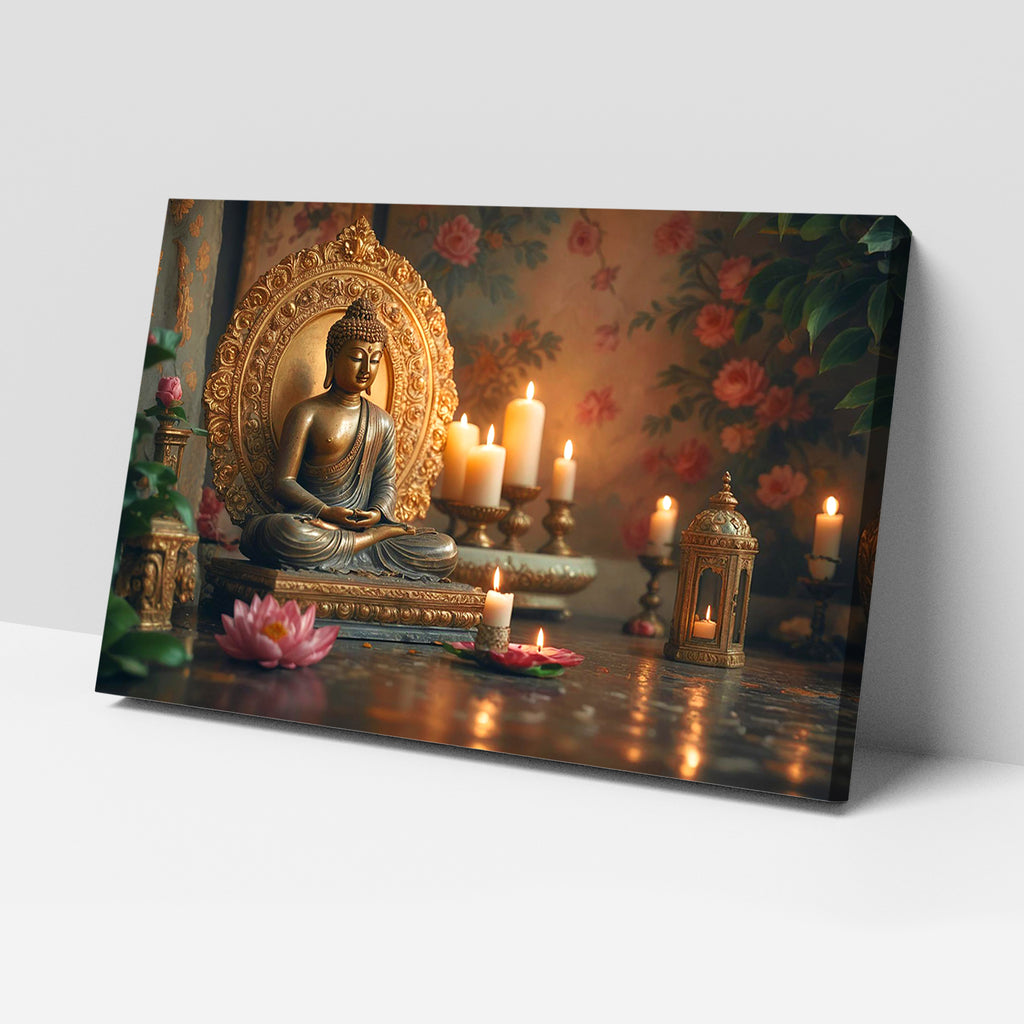 Luxariya Buddha Canvas Print 20x30", Black/White Framed 12x18"-24x36" Spiritual Wall Art
