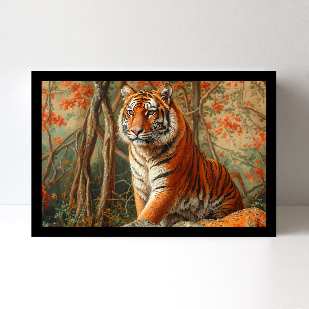 Luxariya Tiger Canvas Print 20x30", Black/White Framed, 12x18"-24x36" Bold Wall Art