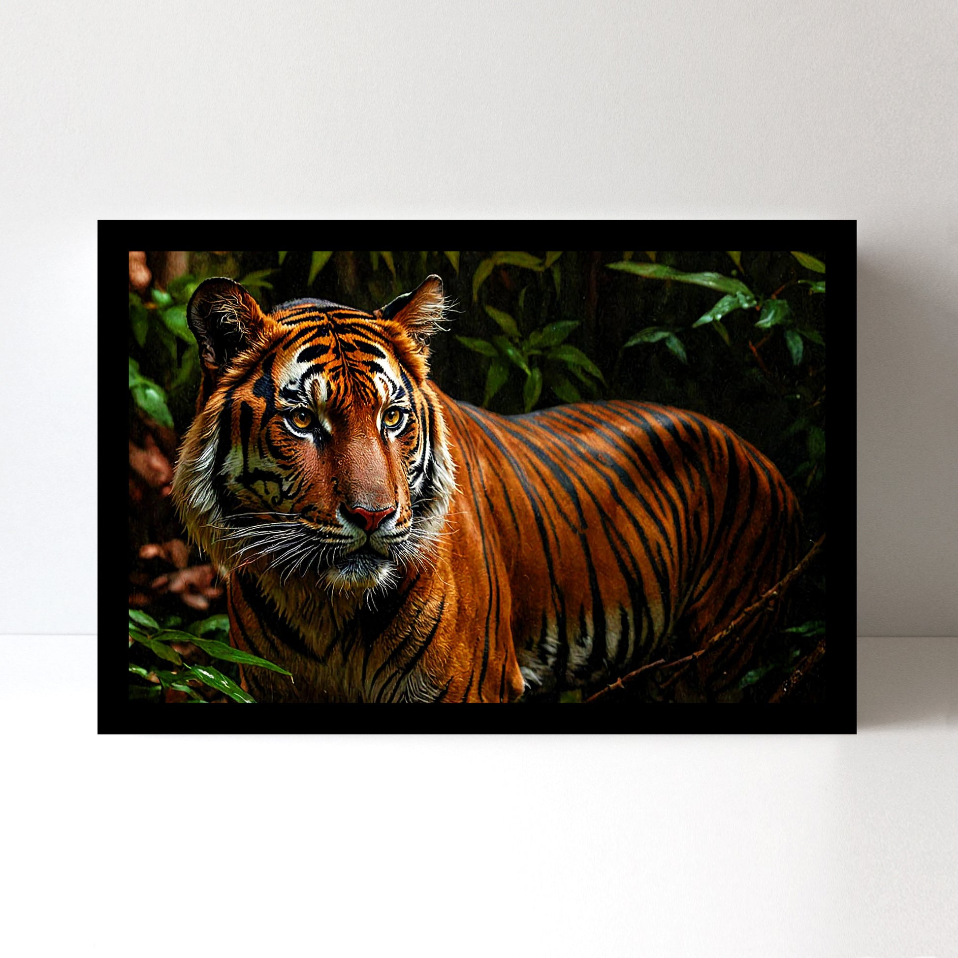 Luxariya Tiger Canvas Print 20x30", Black/White Framed, 12x18"-24x36" Bold Wall Art