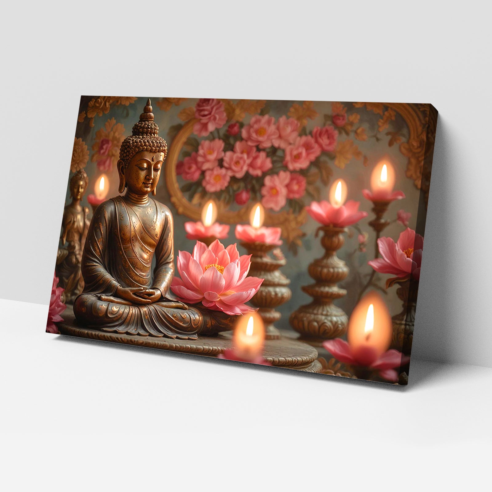 Luxariya Buddha Canvas Print 20x30", Black/White Framed 12x18"-24x36" Spiritual Wall Art