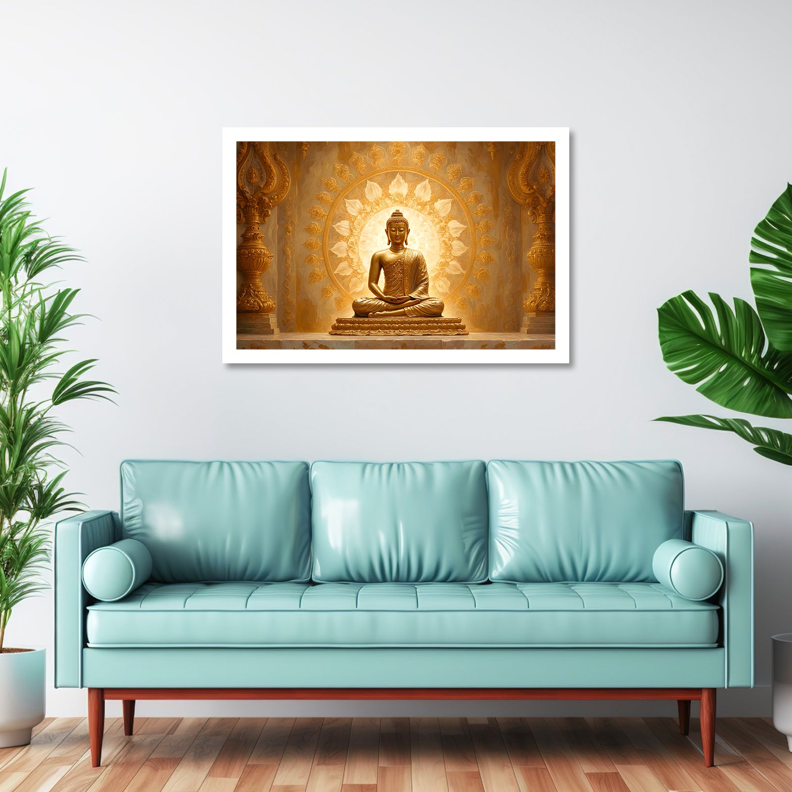 Luxariya Buddha Canvas Print 20x30", Black/White Framed 12x18"-24x36" Spiritual Wall Art