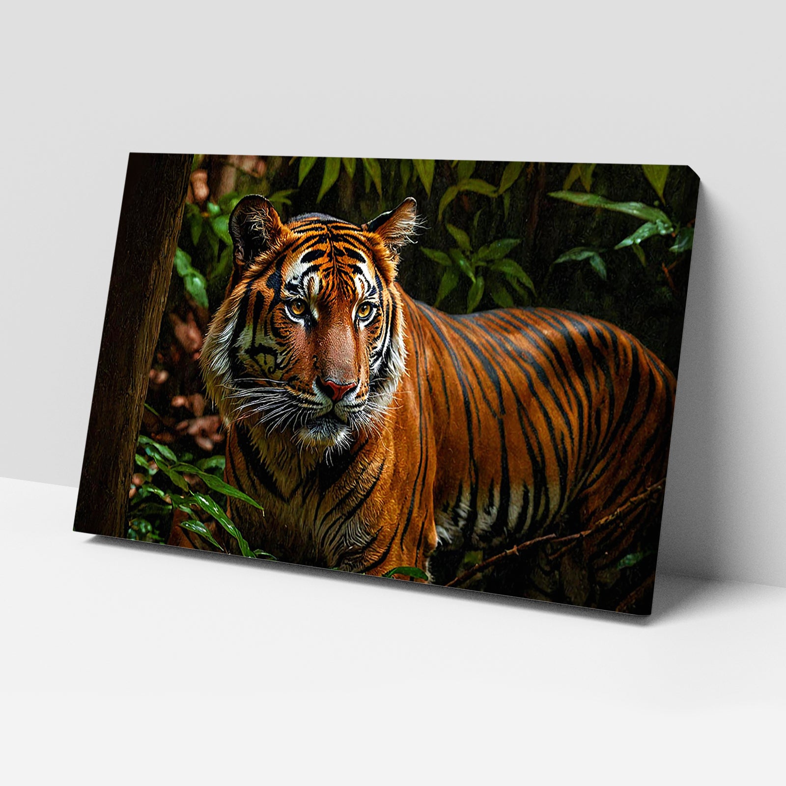 Luxariya Tiger Canvas Print 20x30", Black/White Framed, 12x18"-24x36" Bold Wall Art