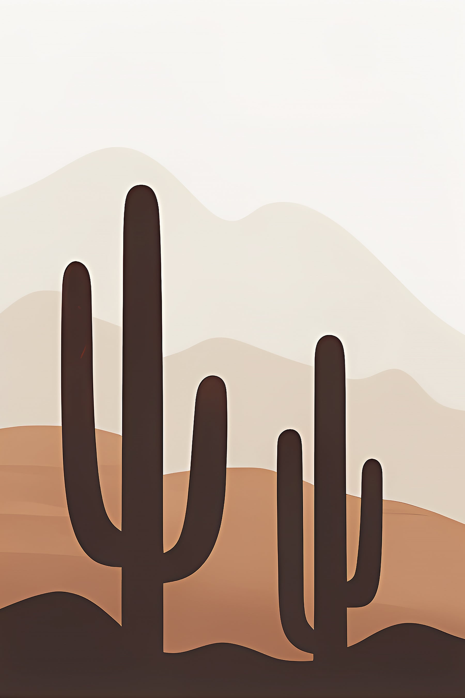 Desert Sun Over Cactus Hills Luxury Wall Art Set (3 Pieces) - 18x24 Inch Framed GSM Paper or 20x30 Inch Canvas