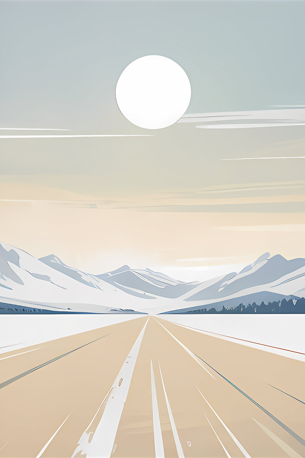 Winter Road Through Snowy Heights Luxury Wall Art Set (3 Pieces) - 18x24 Inch Framed GSM Paper or 20x30 Inch Canvas