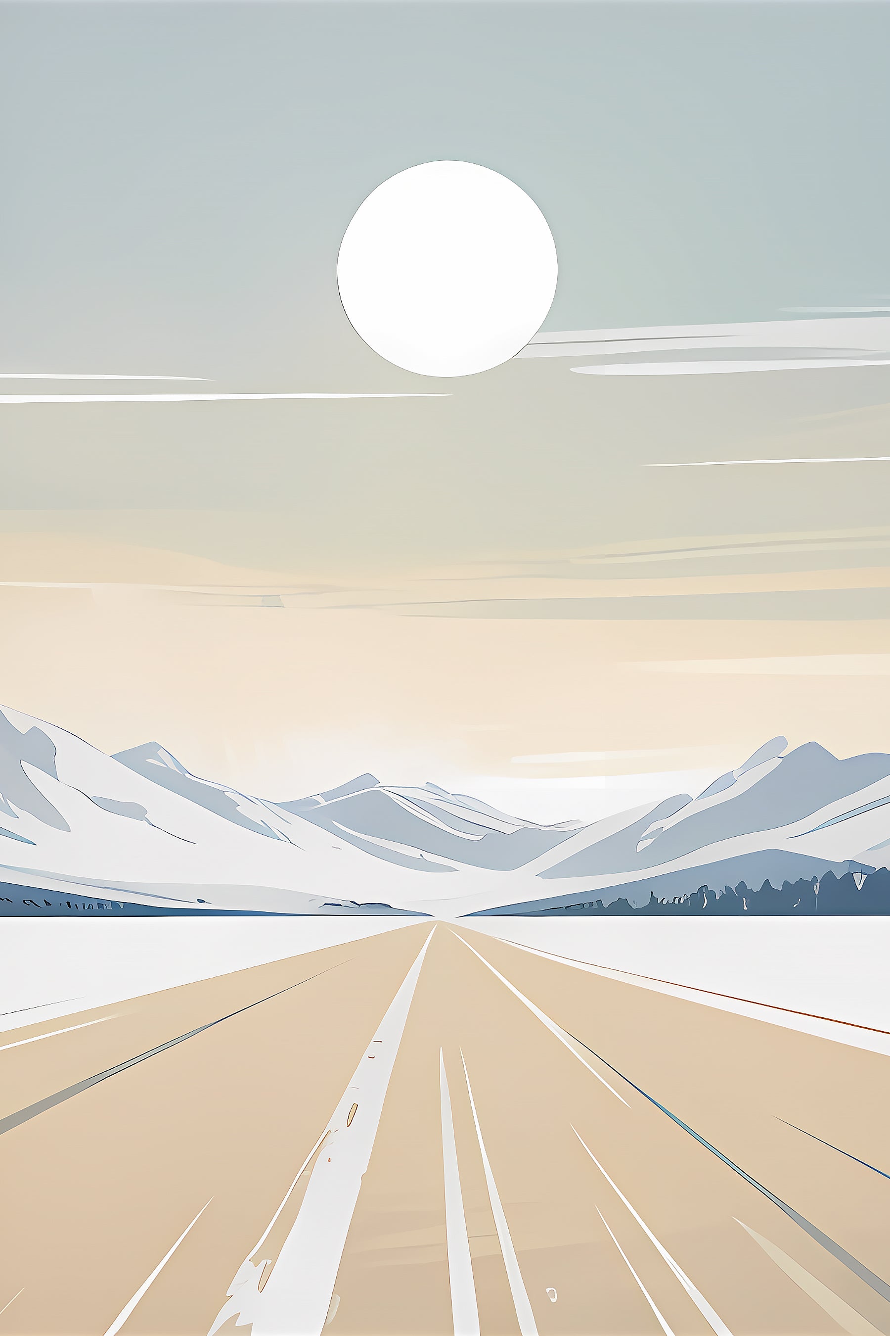 Winter Road Through Snowy Heights Luxury Wall Art Set (3 Pieces) - 18x24 Inch Framed GSM Paper or 20x30 Inch Canvas