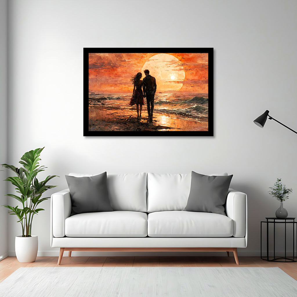 Divine Couple Harmony: Vastu-Approved Luxury Wall Art, 18x24 inch Framed GSM Paper or 20x30 inch Canvas
