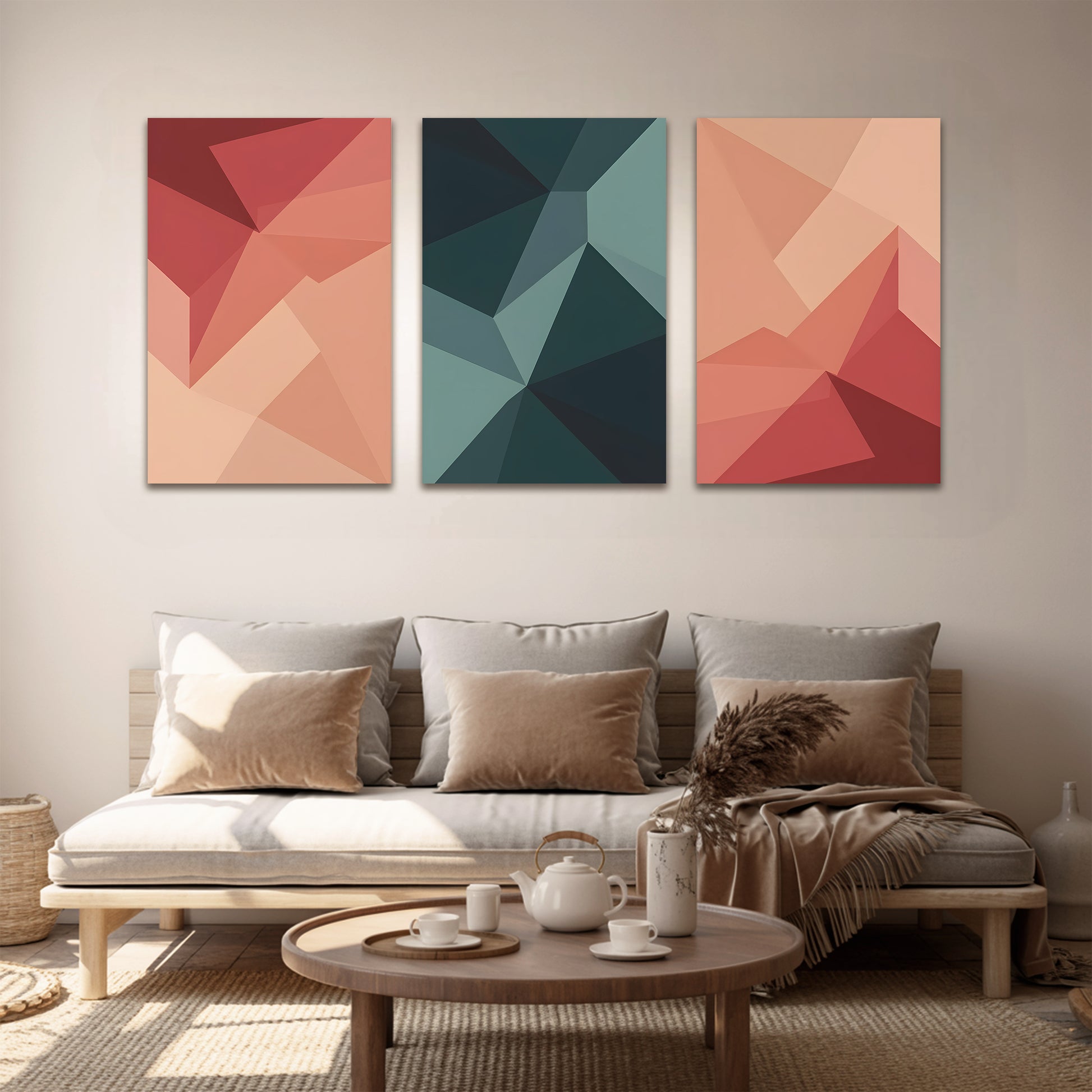 Sculpted Harmony Grid Luxury Wall Art Set (3 Pieces) - 18x24 Inch Framed GSM Paper or 20x30 Inch Canvas