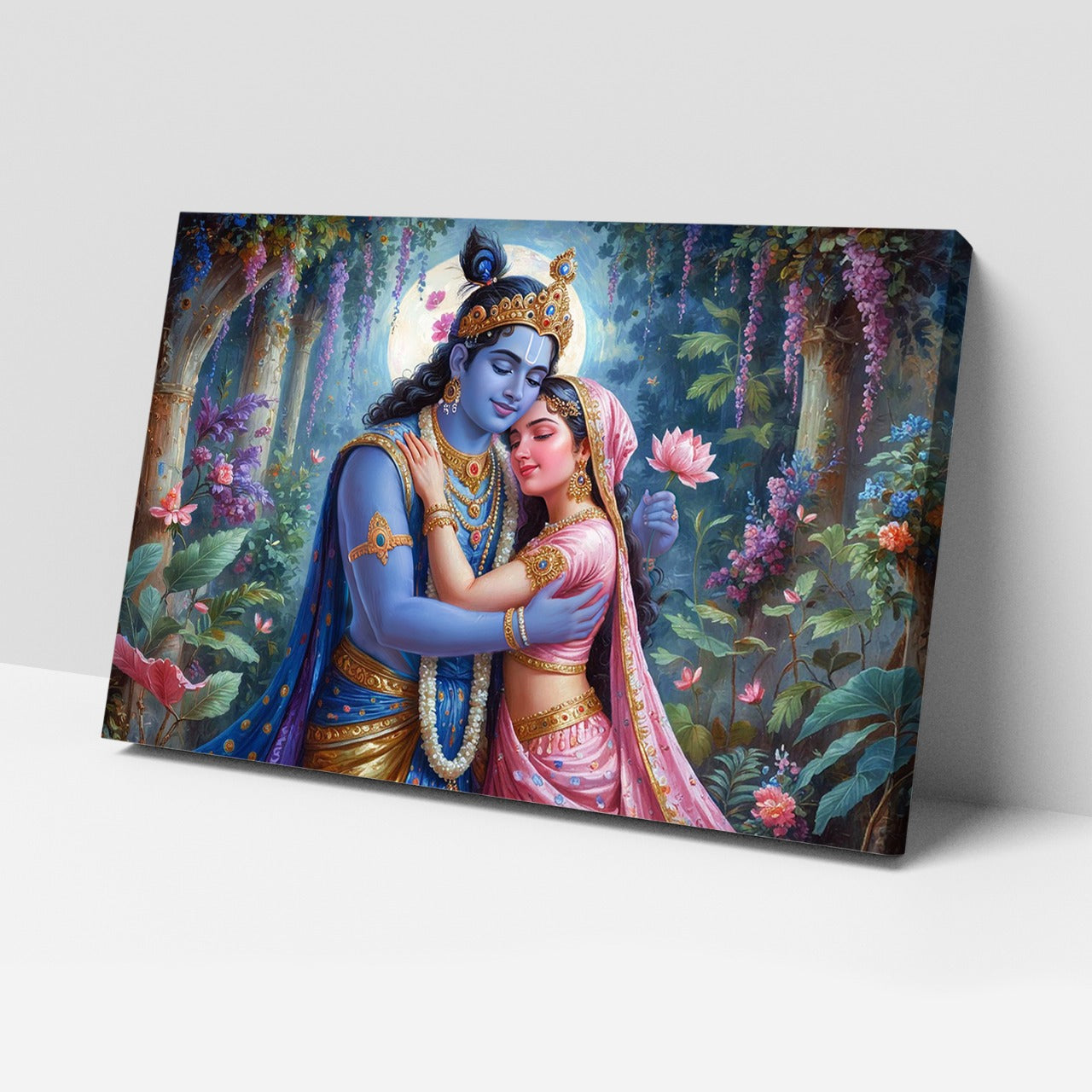Radha Krishna Luxury Wall Art - 18x24 Inch Framed GSM Paper or 20x30 Inch Canvas