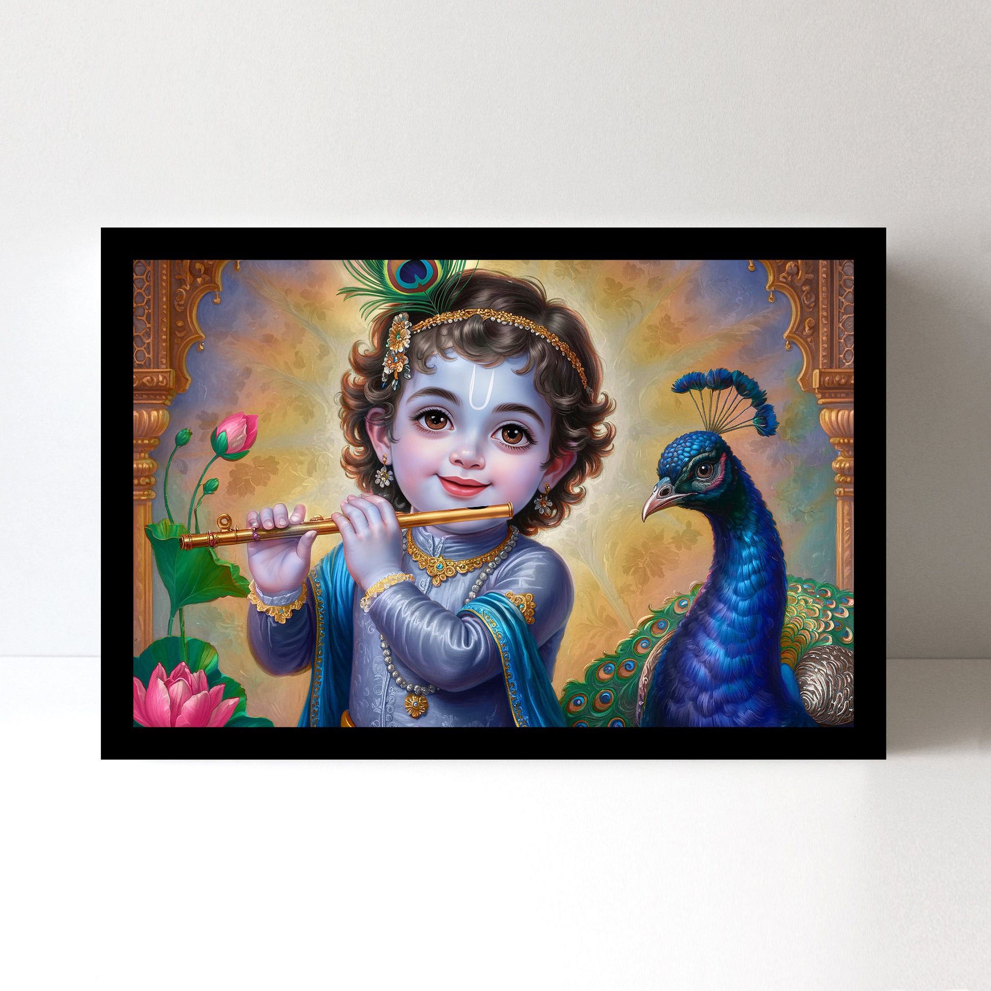 Krishna Wall Art - 18x24 Inch Framed GSM Paper or 20x30 Inch Canvas