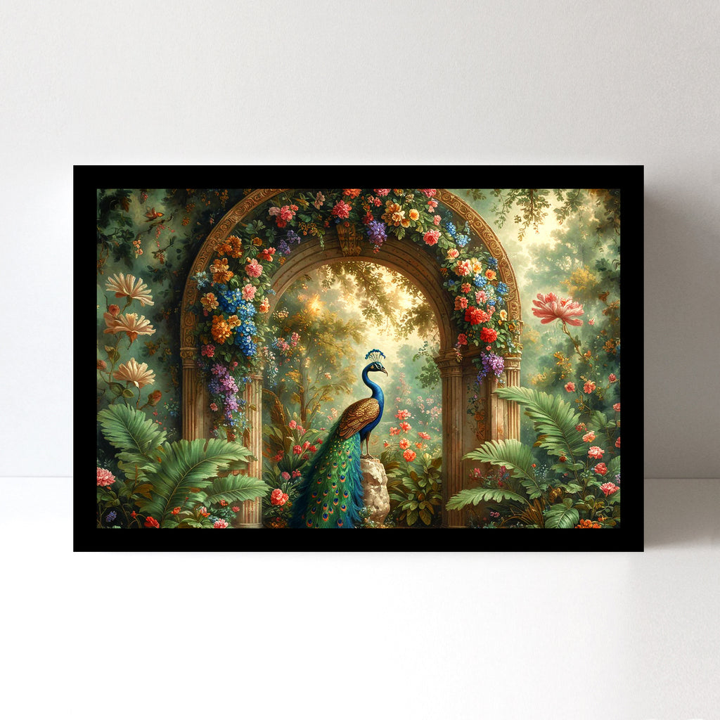 Majestic Peacock Splendor: Vastu-Approved Luxury Wall Art, 18x24 inch Framed GSM Paper or 20x30 inch Canvas