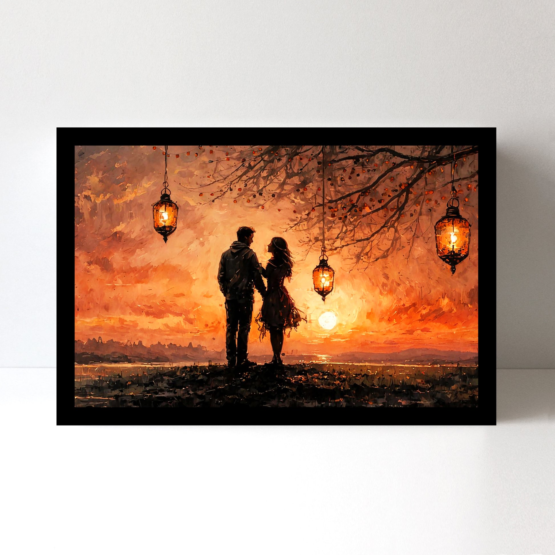 Divine Couple Harmony: Vastu-Approved Luxury Wall Art, 18x24 inch Framed GSM Paper or 20x30 inch Canvas
