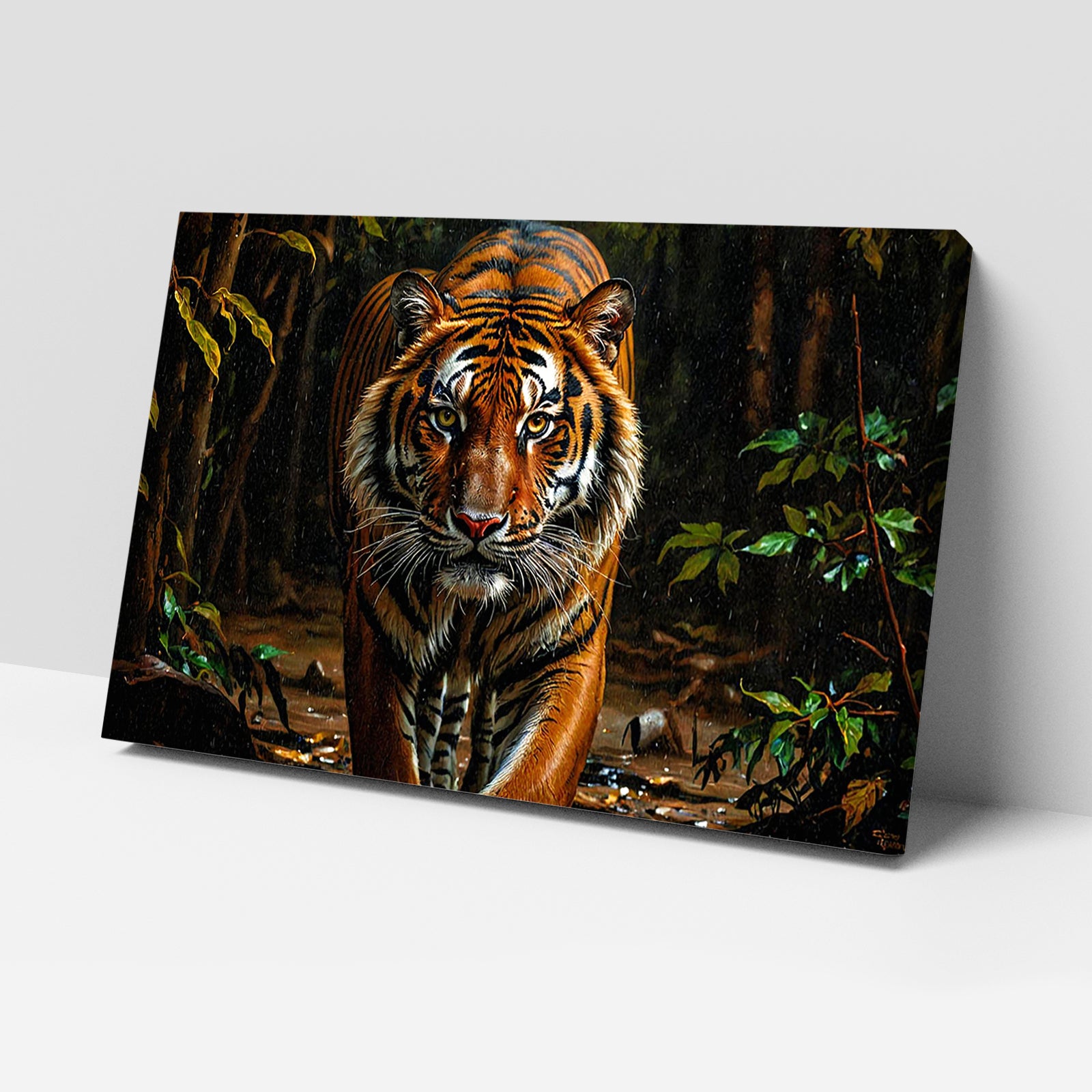 Luxariya Tiger Canvas Print 20x30", Black/White Framed, 12x18"-24x36" Bold Wall Art