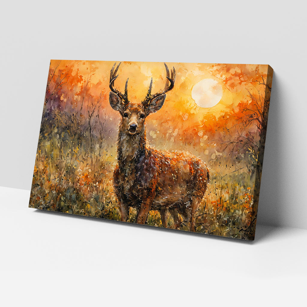 Luxariya Deer Canvas Print 20x30", Black/White Framed, 12x18"-24x36" Serene Wall Art
