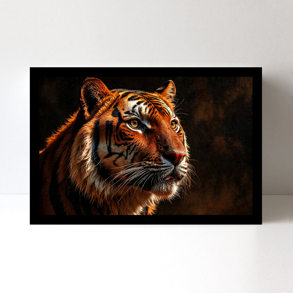 Luxariya Tiger Canvas Print 20x30", Black/White Framed, 12x18"-24x36" Bold Wall Art