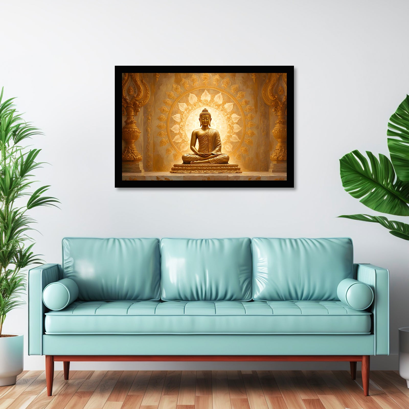 Luxariya Buddha Canvas Print 20x30", Black/White Framed 12x18"-24x36" Spiritual Wall Art