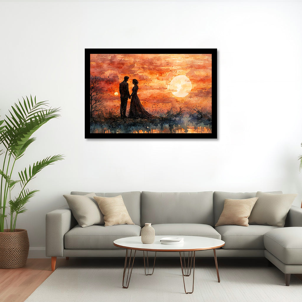 Divine Couple Harmony: Vastu-Approved Luxury Wall Art, 18x24 inch Framed GSM Paper or 20x30 inch Canvas