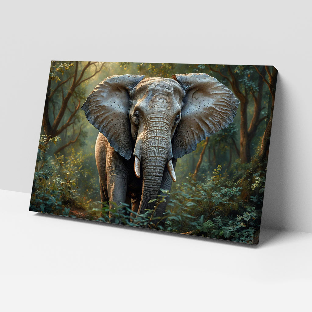 Luxariya Elephant Canvas Print 20x30", Black/White Framed, 12x18"-24x36" Auspicious Wall Art