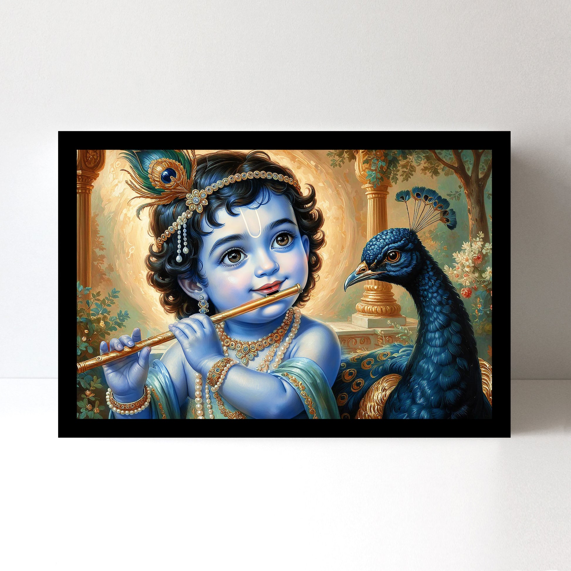 Krishna Wall Art - 18x24 Inch Framed GSM Paper or 20x30 Inch Canvas
