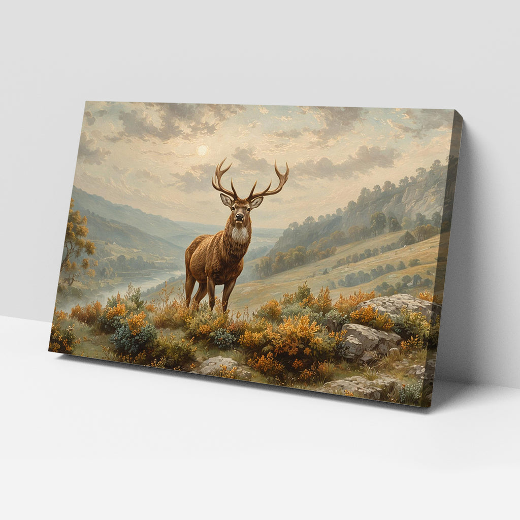 Luxariya Deer Canvas Print 20x30", Black/White Framed, 12x18"-24x36" Serene Wall Art