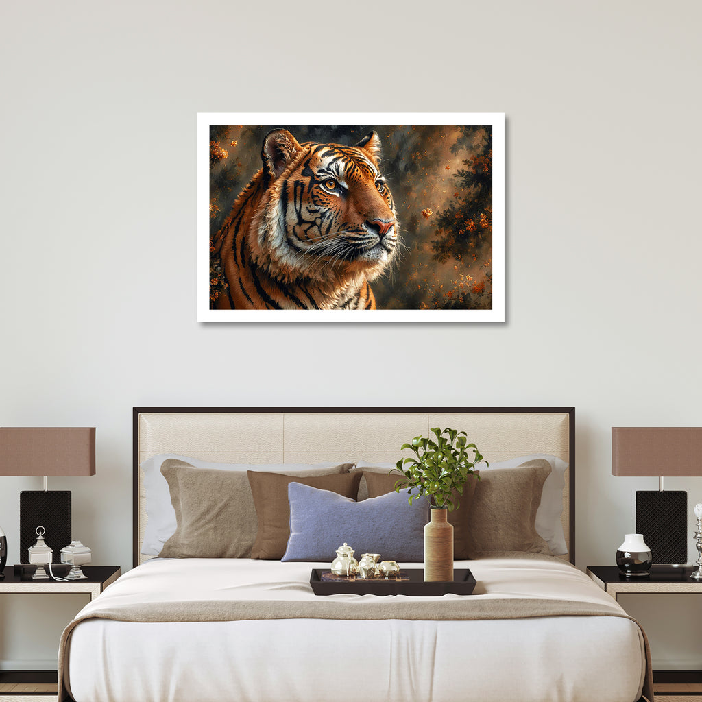 Luxariya Tiger Canvas Print 20x30", Black/White Framed, 12x18"-24x36" Bold Wall Art