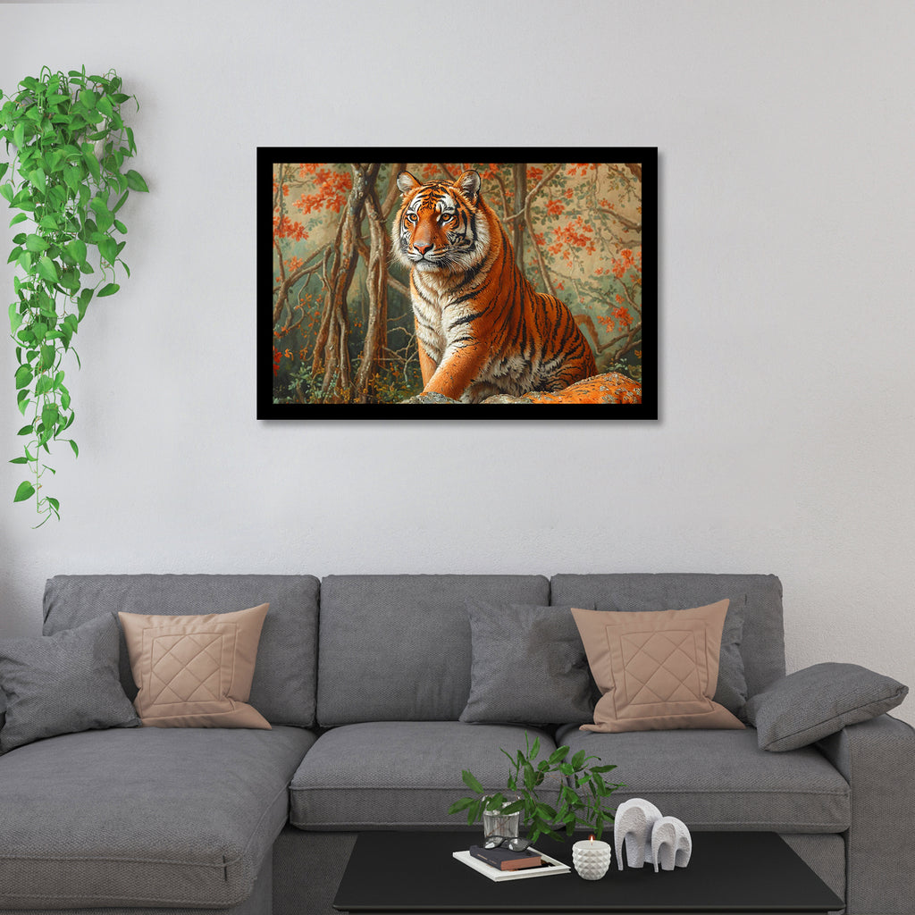 Luxariya Tiger Canvas Print 20x30", Black/White Framed, 12x18"-24x36" Bold Wall Art