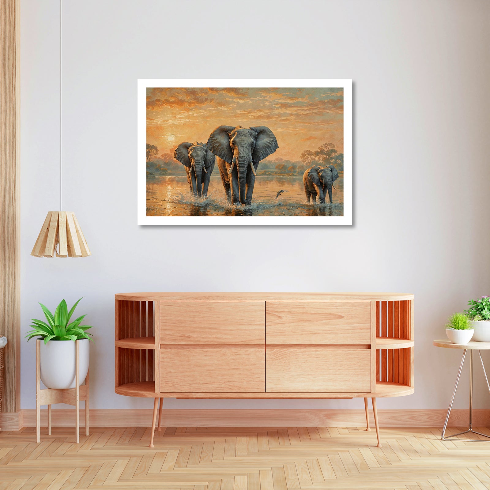 Luxariya Elephant Canvas Print 20x30", Black/White Framed, 12x18"-24x36" Auspicious Wall Art