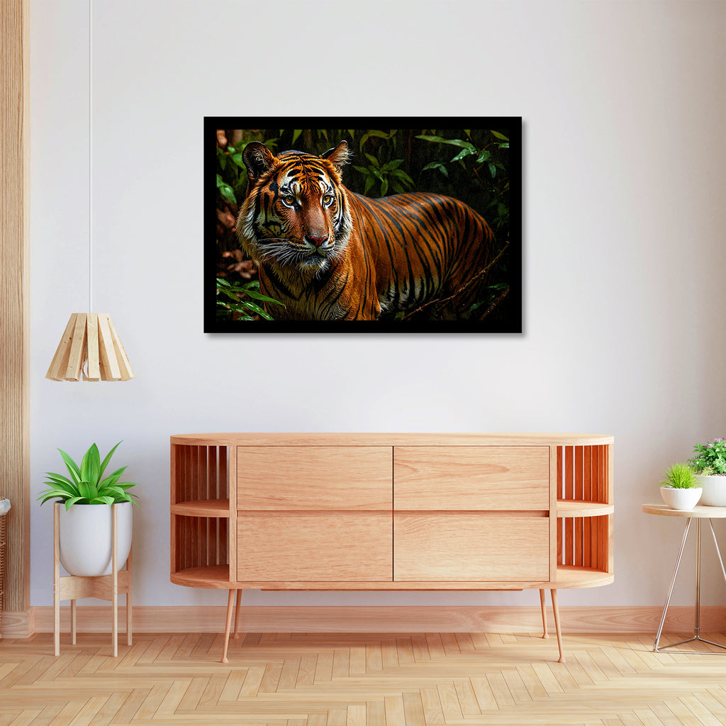 Luxariya Tiger Canvas Print 20x30", Black/White Framed, 12x18"-24x36" Bold Wall Art